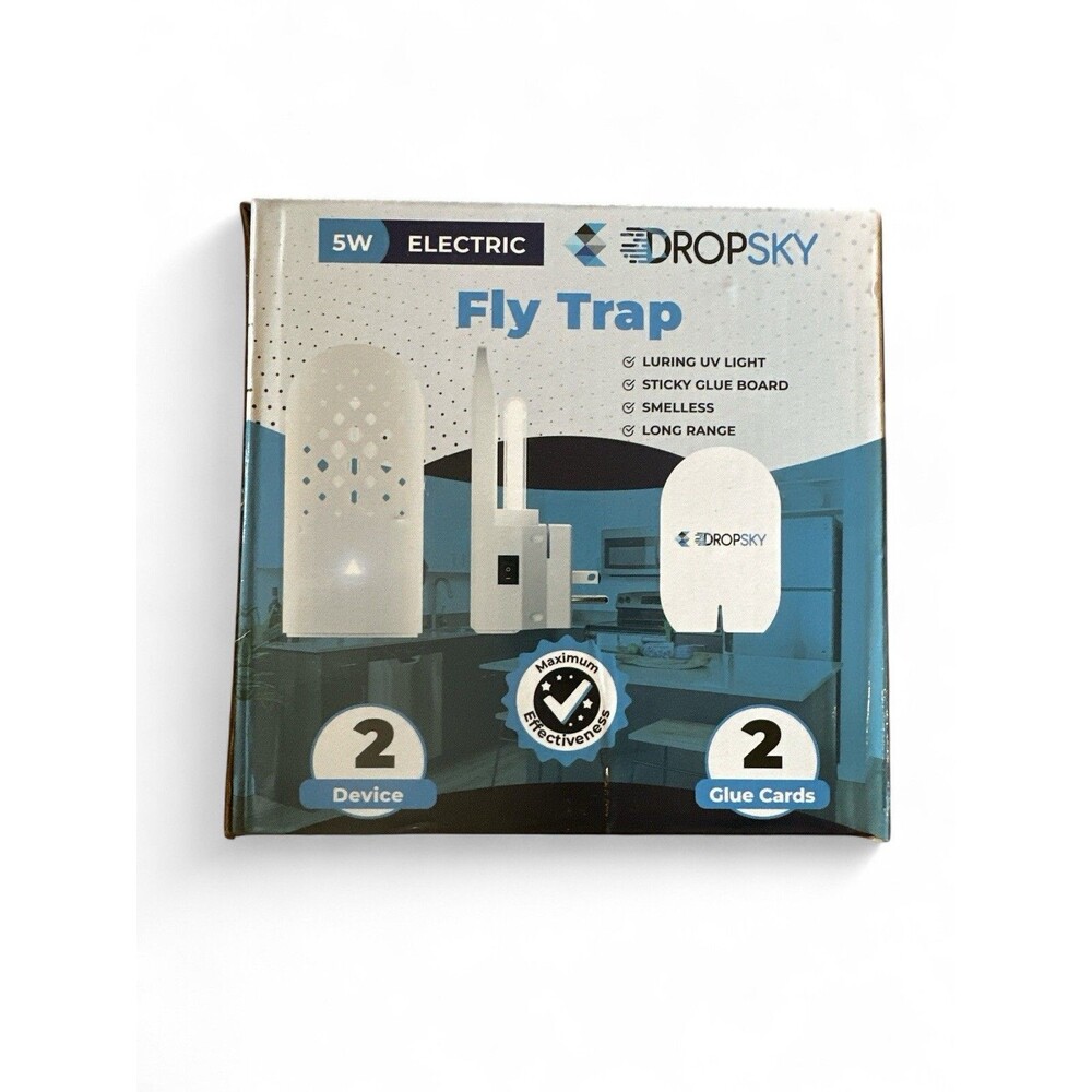 2 Pack Electronic Flying Insect Fly Trap Featuring Blue UV Light Dropsky